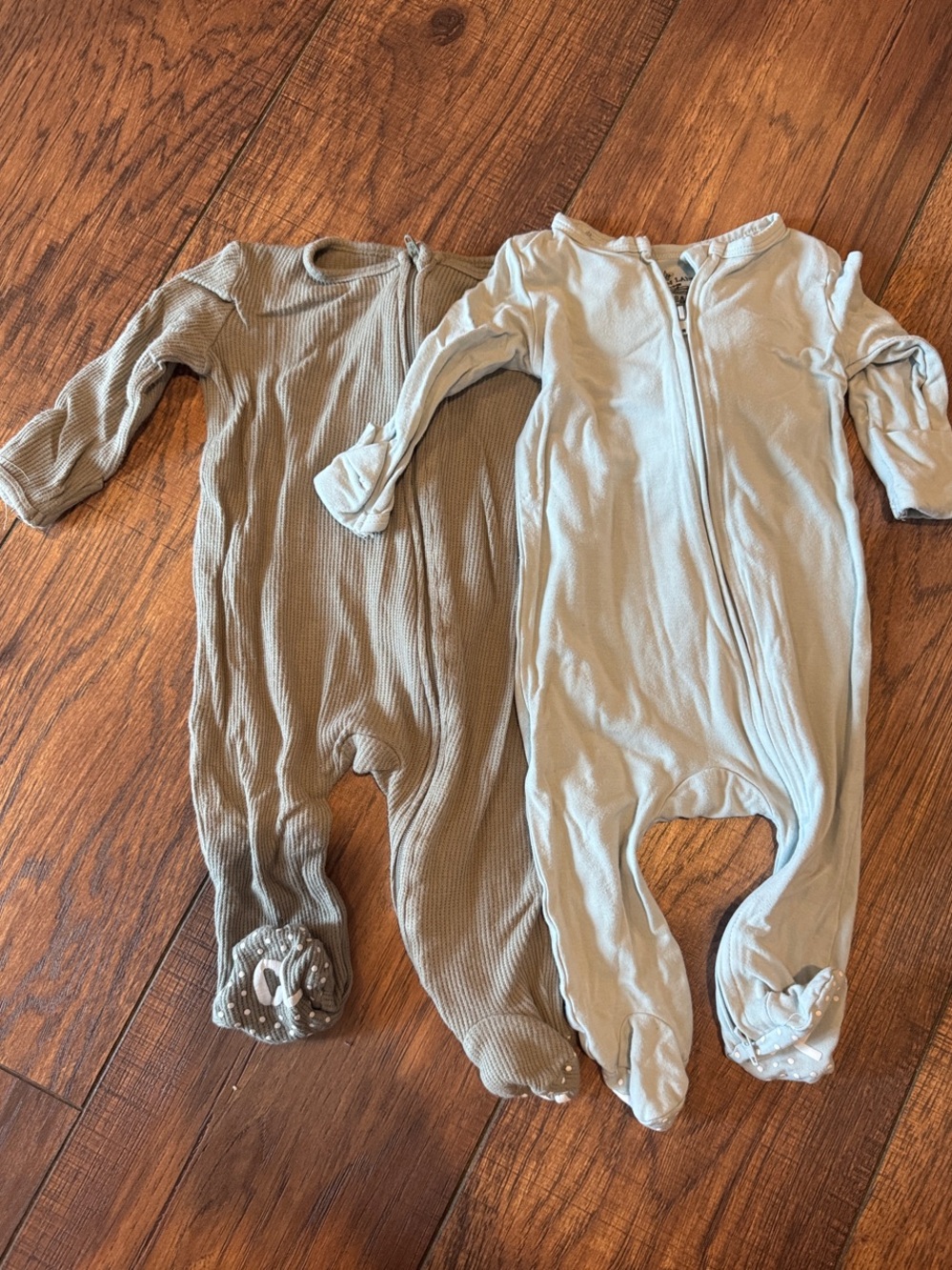 Caden Lane Sage and Light Gray Infant Footie One-Piece Set
